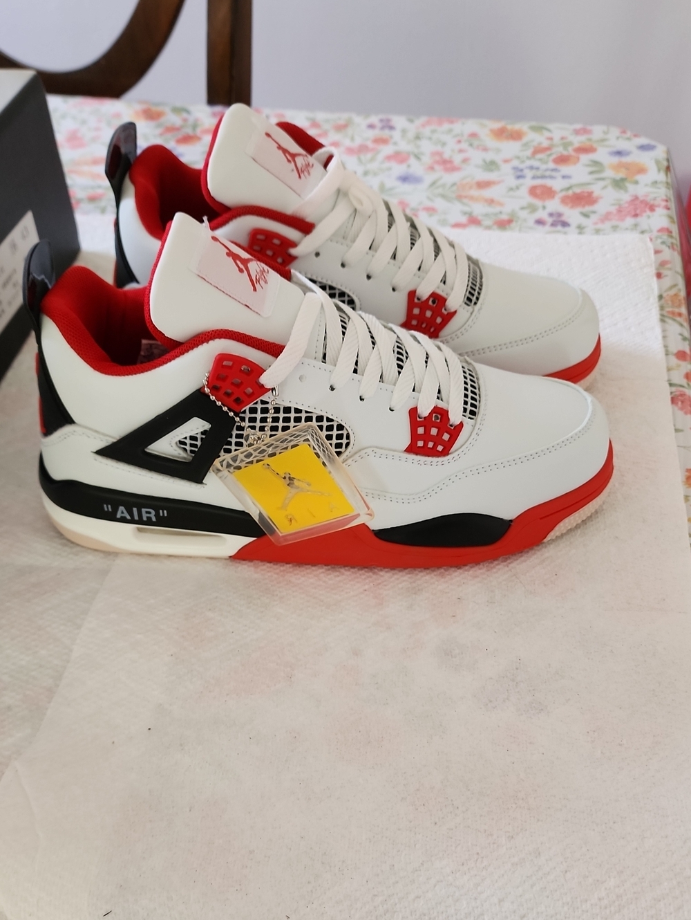 White/Red Basketball Sneakers with Black Accents